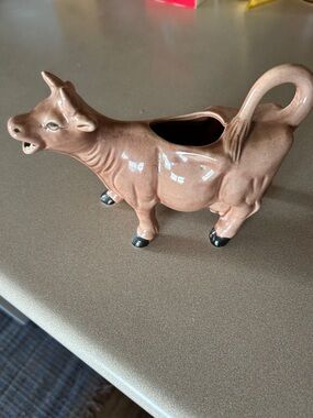 Japan Vintage Ceramic Cow Pitcher - Brown with Black Hooves